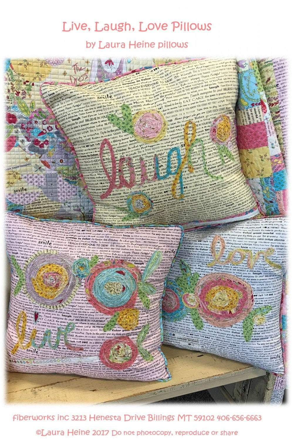 Live, Laugh, Love Pillows from Fiberworks Inc. - Quilt Pattern by Laur ...