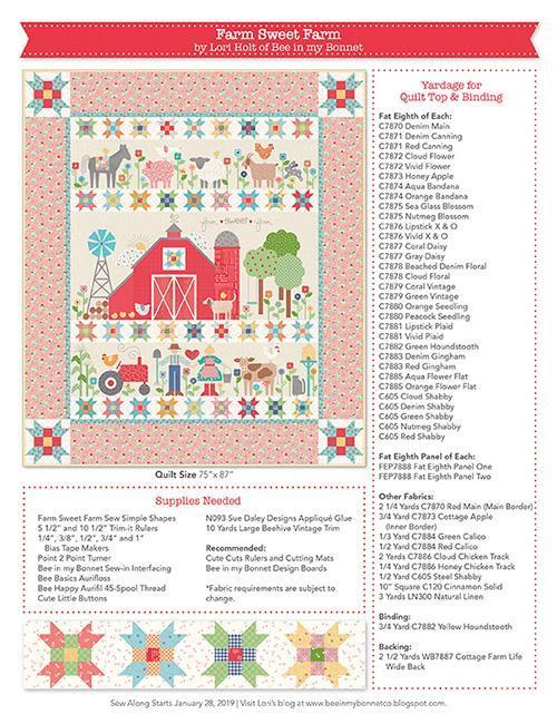 Lori Holt Farm Girl Vintage Fabrics - per yard - Riley Blake - Farm Sweet Farm - C7886 - Chicken Tracks on Cloud - RebsFabStash