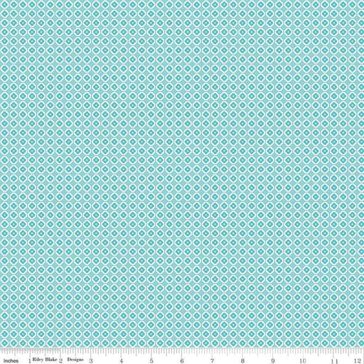Lori Holt Farm Girl Vintage Fabrics - per yard - Riley Blake - Farm Sweet Farm - Flower Flat Aqua - C7885-AQUA - RebsFabStash