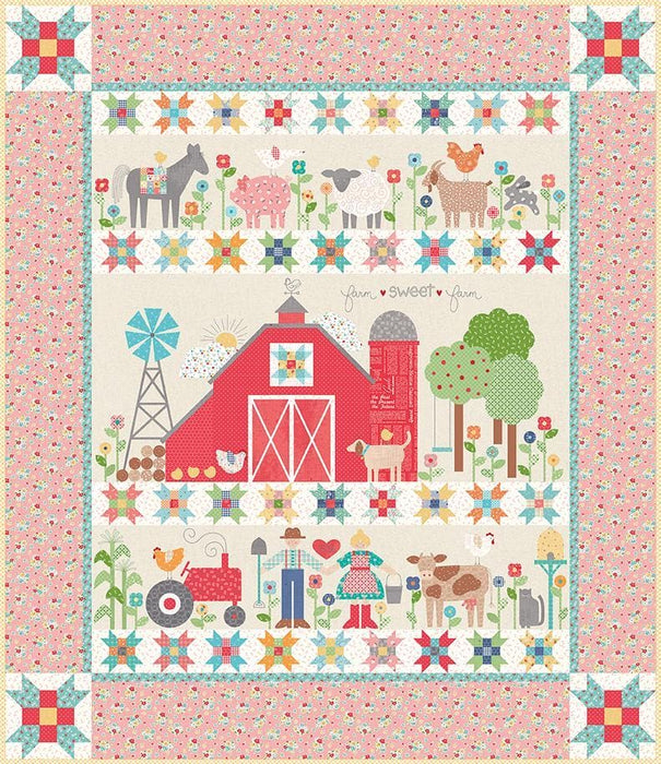 Lori Holt Farm Girl Vintage Fabrics - per yard - Riley Blake - Farm Sweet Farm - Vintage Plaid - Pink Green and Yellow C7881 - LIPSTICK - RebsFabStash
