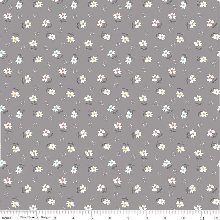 Lori Holt Farm Girl Vintage Fabrics - per yard - Riley Blake - Farm Sweet Farm - Vintage Tiny floral on White C7878 - CLOUD - RebsFabStash