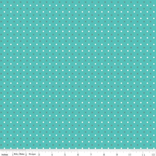 Lori Holt Farm Girl Vintage Fabrics - per yard - Riley Blake - Farm Sweet Farm - Vintage X & O C7876 - VIVID (teal) - RebsFabStash
