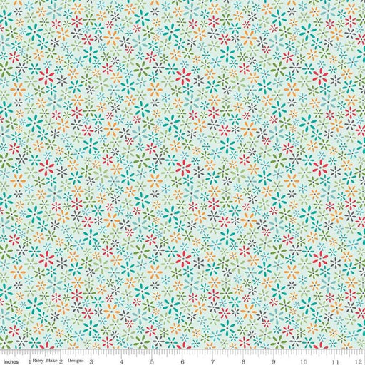 Lori Holt Farm Girl Vintage - per yard - Riley Blake - Farm Sweet Farm - Vintage Tiny floral (light aqua) C7878 - BLEACHED DENIM - RebsFabStash