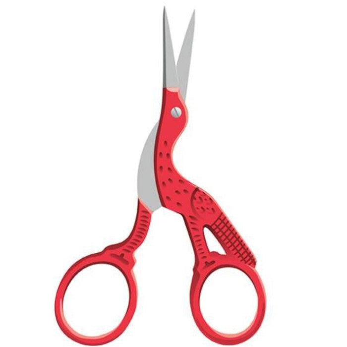 Lori Holt Stork Scissors - Riley Blake - 3.5" Needlepoint Embroidery Scissors In Red By RebsFabStash