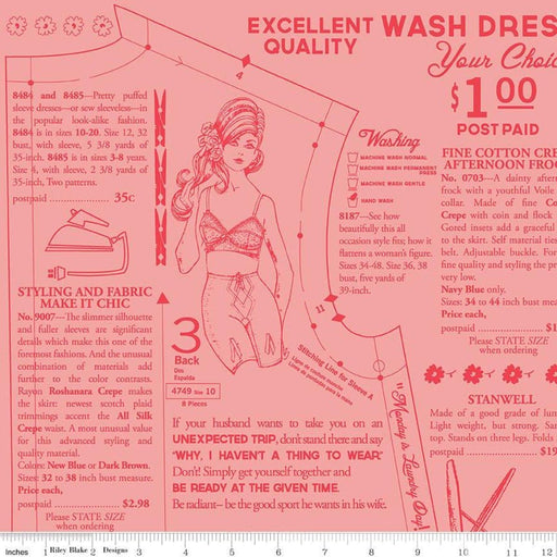 Lori Holt Vintage Happy 2 Fabric Collection - Per Yard - Vintage Happy 2 fabrics - Riley Blake - Dressmaking Coral - C9140 Coral - RebsFabStash