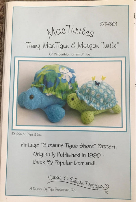 Mac Turtles Pattern - by Susie Shore Designs - Timmy MacTigue & Morgan Turtle Pincushion or toy - ST 601 - RebsFabStash