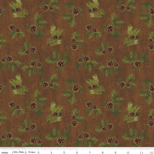 Majestic Outdoors - Brown Pinecone - per yard - by Riley Blake Designs - Winter - Coordinates with Christmastime is Here - C5574-BROWN - RebsFabStash