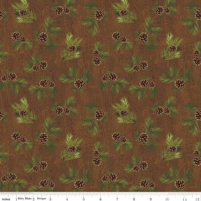 Majestic Outdoors - Brown Pinecone - per yard - by Riley Blake Designs - Winter - Coordinates with Christmastime is Here - C5574-BROWN - RebsFabStash