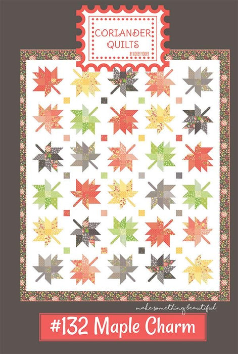 Maple Charm - #132 - Quilt Pattern by Corey Yoder - Coriander Quilts - Great fall/autumn quilt! Finishes approx. 68" x 80" - RebsFabStash