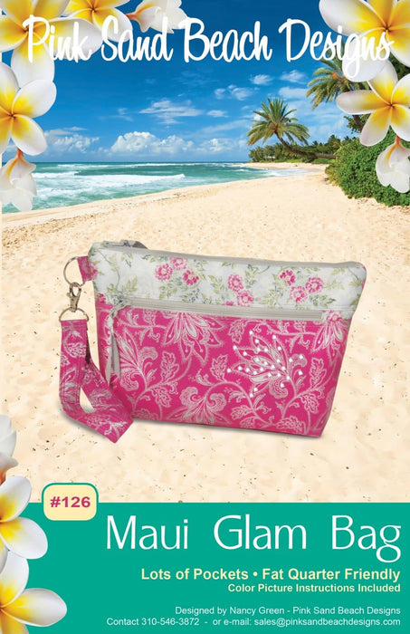 Maui Glam Bag Pattern - Pink Sand Beach Designs - Clutch pattern - Easy Zipper Top - PATTERN ONLY! - RebsFabStash