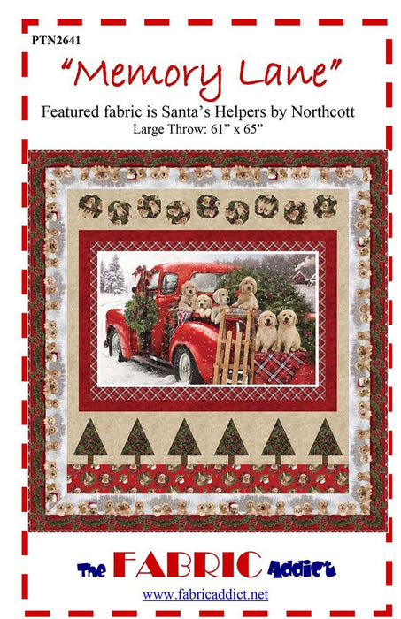 Memory Lane - Quilt Pattern - by Karen Schindler - The Fabric Addict - Uses Santa's Helpers by Northcott - Large Throw - 61" x 65" - RebsFabStash