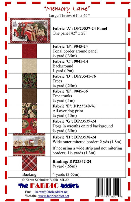Memory Lane - Materials - by Karen Schindler - The Fabric Addict - Uses Santa's Helpers by Northcott - RebsFabStash
