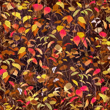 Moose Country - per yard - Jim Hansel - JQ Licensing - Quilting Treasures - Digital Print - Leaves - Brown - RebsFabStash