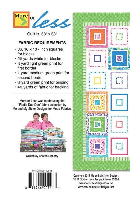 More or Less - Quilt PATTERN - features the Fiddle Dee Dee collection by Me and My Sister Designs for Moda - 68" x 68" - RebsFabStash