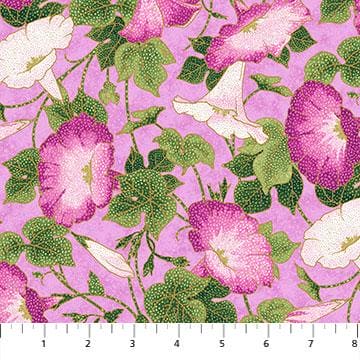 Morning Glory - White and Pink Morning Glories on Pink - by Deborah Edwards for Northcott - RebsFabStash