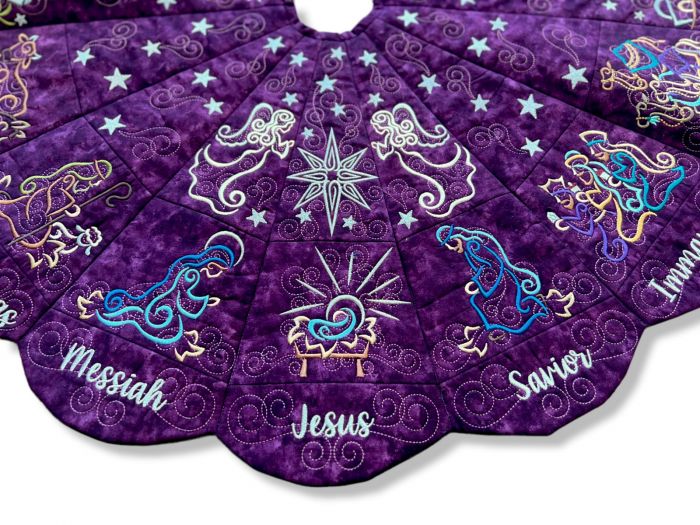 Nativity Tree Skirt - Fabric KIT - Machine Embroidery - Fabric Only