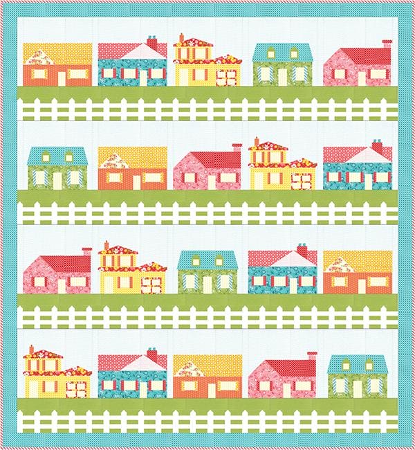 Neighborly- Pattern - Prairie Grass - April Rosenthal - Finished Size 71" x 77" - RebsFabStash