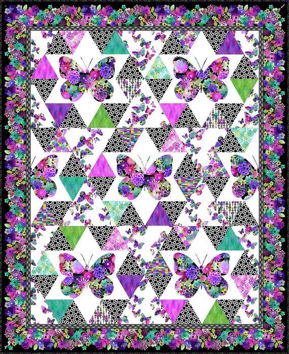 NEW! A Groovy Garden Butterfly Quilt - PATTERN - Jason Yenter - In The Beginning Fabrics - 2 Color Options: Multi or Pink! - 93.5" x 115.5" - #AGG BQ PATT - RebsFabStash