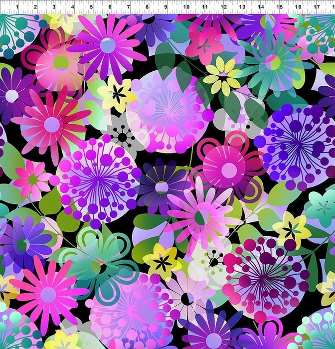 NEW! A Groovy Garden - Flower Stripe - Per Yard - Jason Yenter - In The Beginning Fabrics - Multi - 5AGG-1 - RebsFabStash