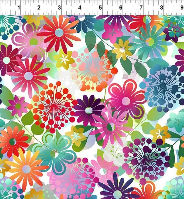 NEW! A Groovy Garden - Flower Stripe - Per Yard - Jason Yenter - In The Beginning Fabrics - Purple - 5AGG-2 - RebsFabStash