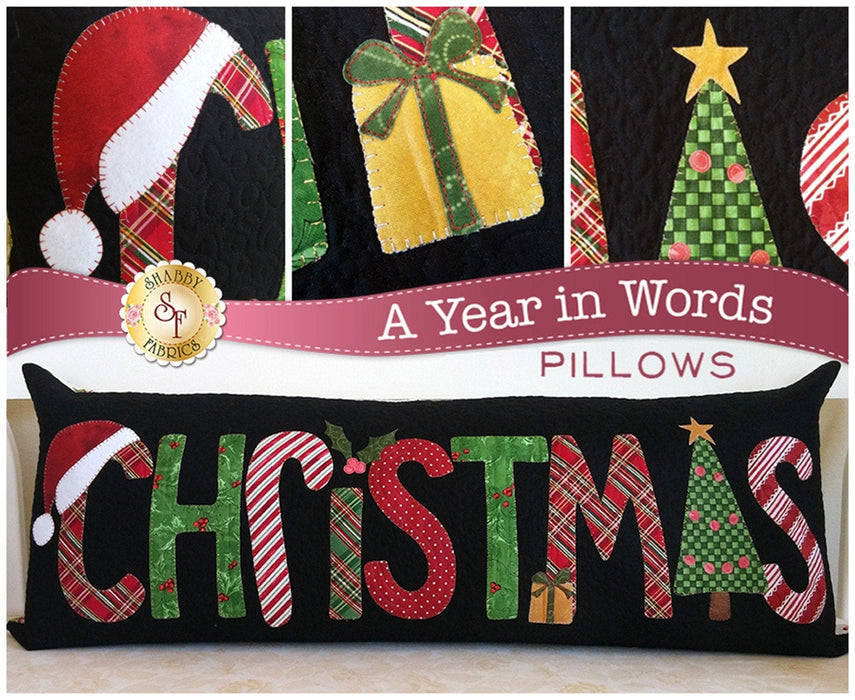 New! A Year in Words "Christmas" Pillow December- Pillow Pattern - Shabby Fabrics designed by Jennifer Bosworth - home decor, pillow, pattern - RebsFabStash