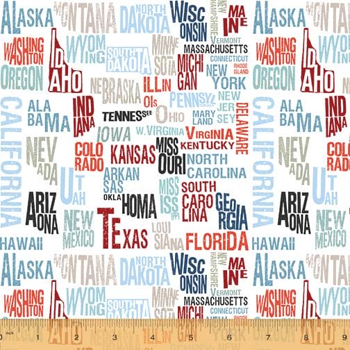 New! Across the USA - per yard - By Whistler Studios for Windham Fabrics - 52210-5 - Tourist Destinations on Blue - RebsFabStash