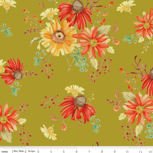 NEW! Adel In Autumn - Main Print - per yard - by Sandy Gervais for Riley Blake Designs - Fall - C10820-OLIVE - RebsFabStash
