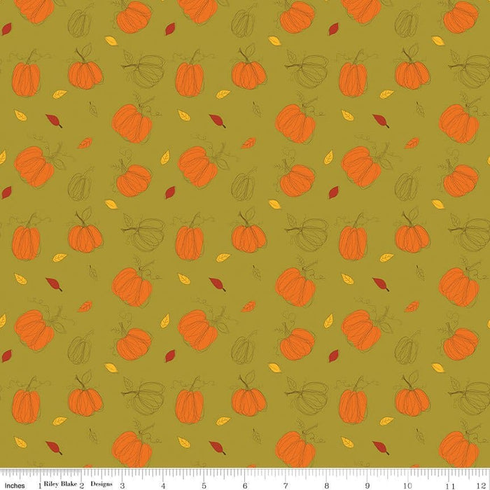 NEW! Adel In Autumn - Pumpkins - per yard - by Sandy Gervais for Riley Blake Designs - Fall - C10821-CREAM - RebsFabStash