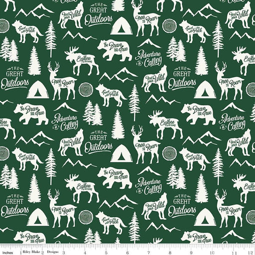 NEW! Adventure is Calling - Green Main Print - per yard - by Dani Mogstad for Riley Blake Designs - Outdoors, Wildlife - C10720-GREEN - RebsFabStash
