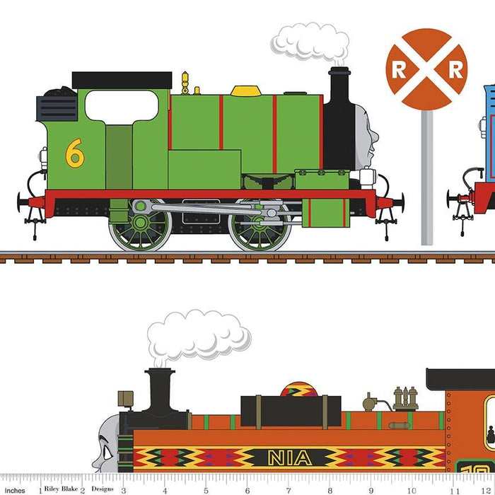 New! All Aboard with Thomas & Friends - Icons Multi - Per Yard - Riley Blake Designs - Licensed - Trains, Geometric - C11003 Multi - RebsFabStash