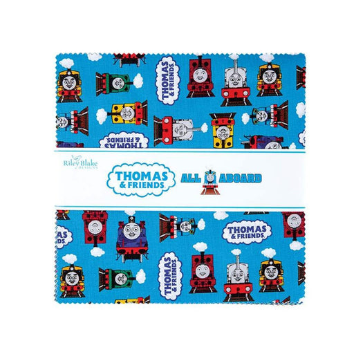 New! All Aboard with Thomas & Friends - Layer Cake - Stacker - (42) 10" x 10" Squares - Riley Blake Designs - Licensed - Trains, Logos, Train Stations - 10-11000-42 - RebsFabStash