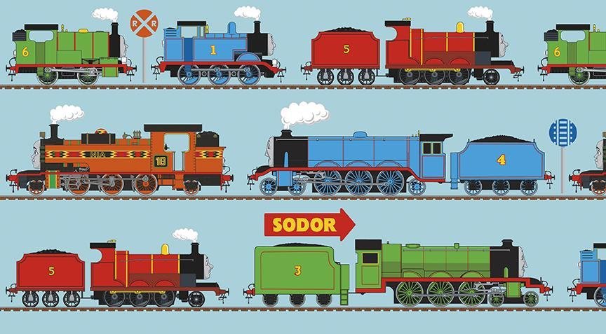New! All Aboard with Thomas & Friends - PANEL Blue - Per Panel - Riley Blake Designs - Licensed - Large Panel 36" x 43" - Trains - C11007 Blue - RebsFabStash