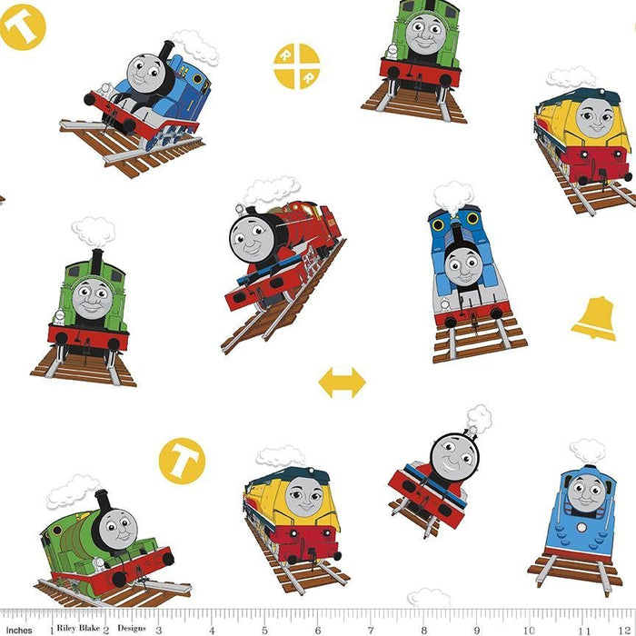 New! All Aboard with Thomas & Friends - Train Line White - Per Yard - Riley Blake Designs - Licensed - Trains on Tracks - C11006 White - RebsFabStash