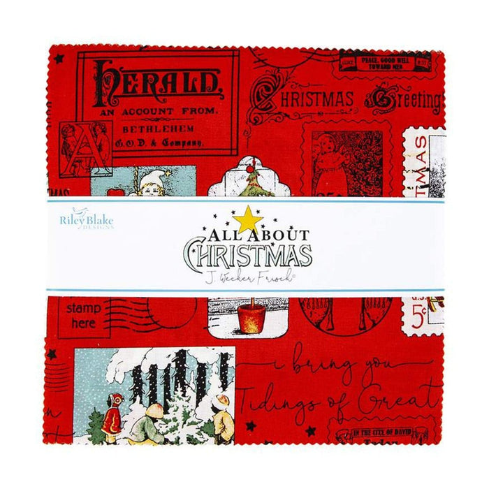 NEW! All About Christmas - Layer Cake - (42) 10" Squares - Stacker -by Janet Wecker Frisch for Riley Blake Designs - Winter - 10-10790-42 - RebsFabStash