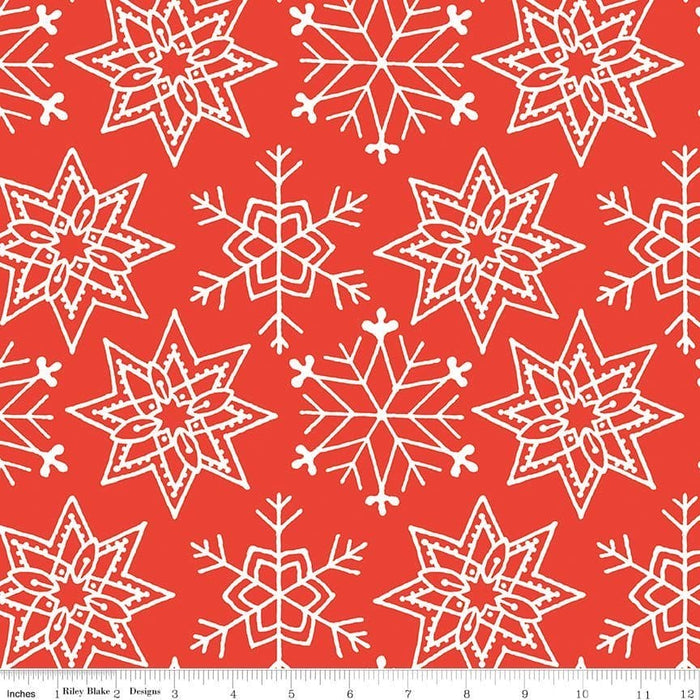 NEW! All About Christmas - Red Christmas Snowflakes - per yard -by Janet Wecker Frisch for Riley Blake Designs - Winter - C10798-RED - RebsFabStash