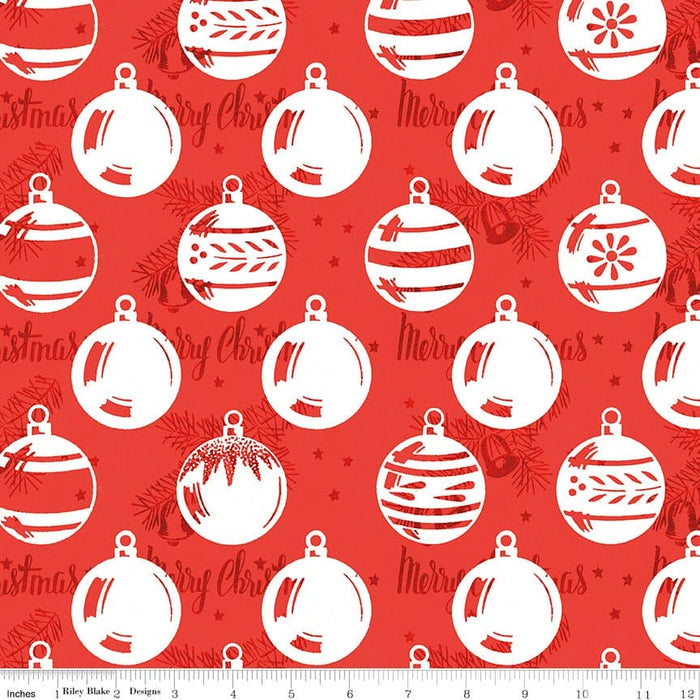 NEW! All About Christmas - Red Christmas Vintage Ornaments - per yard -by Janet Wecker Frisch for Riley Blake Designs - Winter - C10799-RED - RebsFabStash