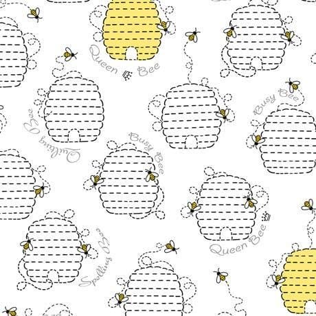 New! All the Buzz - Honey Jars - per yard - Ink & Arrow by Monika Zhu - Quilting Treasures - honeycomb honeyjars - BLACK - 27610-J - RebsFabStash