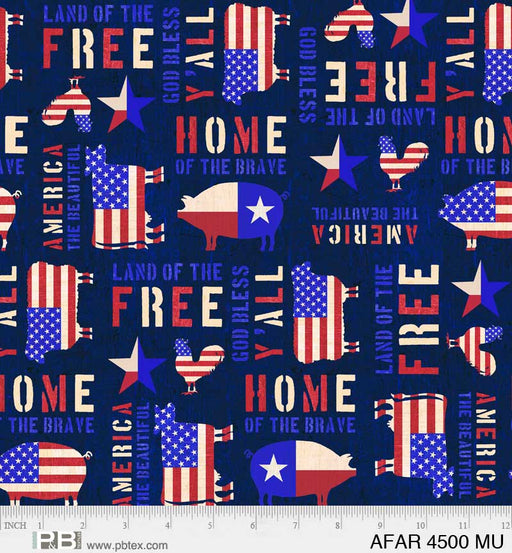 NEW! American Farm - Main Print - Multi - Per Yard - by Michael Mullan for P&B Textiles - Sayings, Signs, Flag - AFAR 4500 MU - RebsFabStash