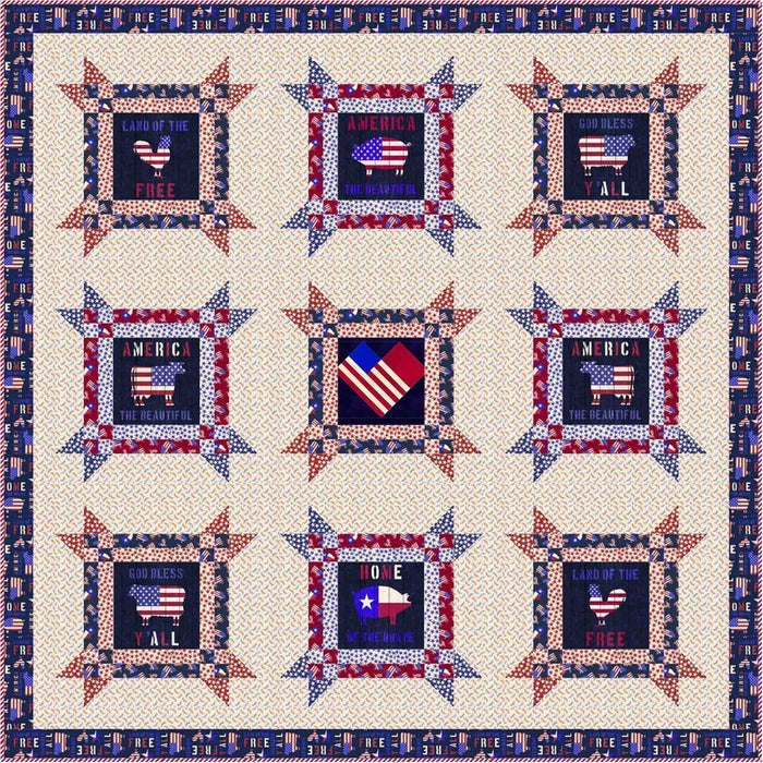 NEW! American Farm - Quilt KIT - pattern by Stacey Day - Fabric by Michael Mullan for P&B Textiles - Patriotic, Flags, Animals - RebsFabStash