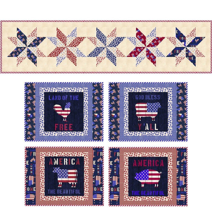 NEW! American Farm - Table Runner & Placemat - KIT - pattern by Stacey Day - Fabric by Michael Mullan for P&B Textiles - Patriotic, Flags - RebsFabStash