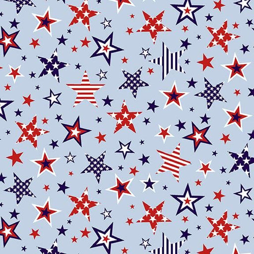 NEW! American Style - Large Stars - Per Yard - by Chelsea Designworks for Studio E - Patriotic - Light Blue - 5493 11 - RebsFabStash