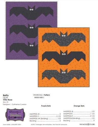 NEW! Batty - Quilt KIT - pattern by Catherine Cureton for Running Doe Quilts of Villa Rosa Designs - Features Hometown Halloween - 56" x 70" - RebsFabStash
