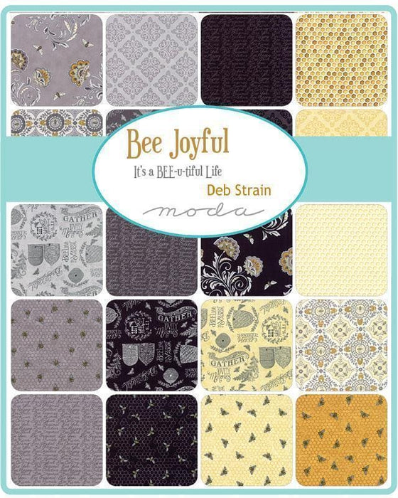 NEW!! Bee Joyful - Per Yard - Deb Strain for MODA - beautiful prints! 19873-17 - inspirational words on dark gray (Pebble Grey) - RebsFabStash