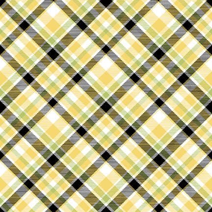 NEW! Bee You! - Bias Plaid - Per Yard - by Shelly Comiskey for Henry Glass - Yellow/Black - 101-49 - RebsFabStash