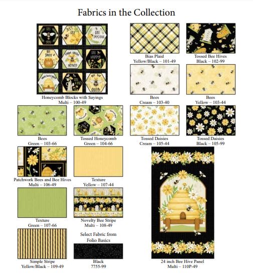NEW! Bee You! - Patchwork Bees and Bee Hives - Per Yard - by Shelly Comiskey for Henry Glass - Multi - 106-49 - RebsFabStash