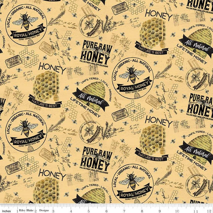 New! Bee's Life - per yard - by Tara Reed - for Riley Blake - bees, beehives, honeycomb - Bees - C10103 - Black - RebsFabStash