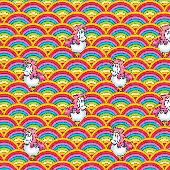 New! Believe in Magic - per yard - by Eric Sturtevant for Studio E - 5470-15 - Multi Unicorn On Rainbow - RebsFabStash