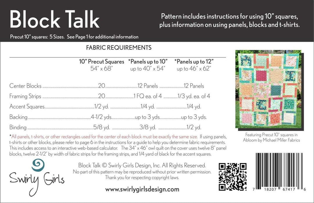 New! Block Talk -PATTERN - Swirly Girls Design - SGD056 - RebsFabStash