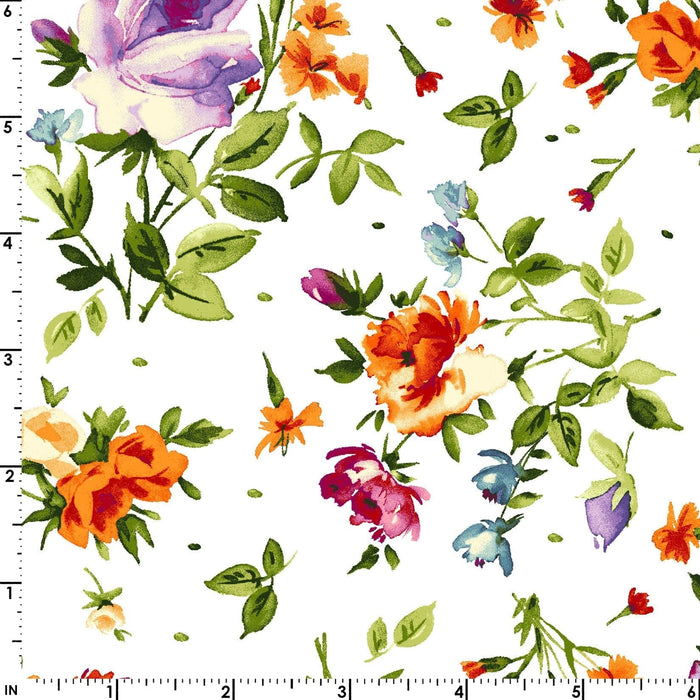 NEW! Bloom On - Spaced Floral - Per Yard - by Maywood Studio - Ultra White - MAS10073-UW - RebsFabStash