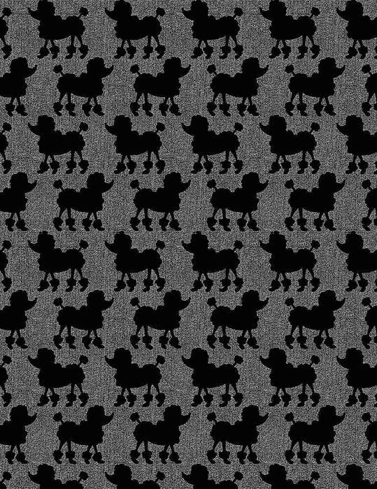 New! - Bonjour - Parisian Poodles on Textured Ground - Per Yard - by Timeless Treasures - Paris, France, Dogs - Grey - DOG-C8692 - RebsFabStash